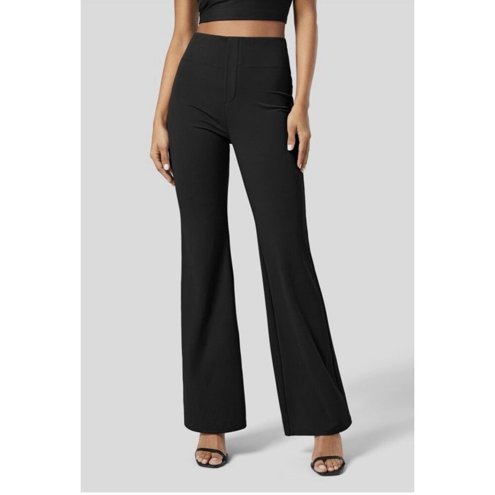 Halara Flex High Waisted Back Side Pocket Slight Flare Work Pants Black XL